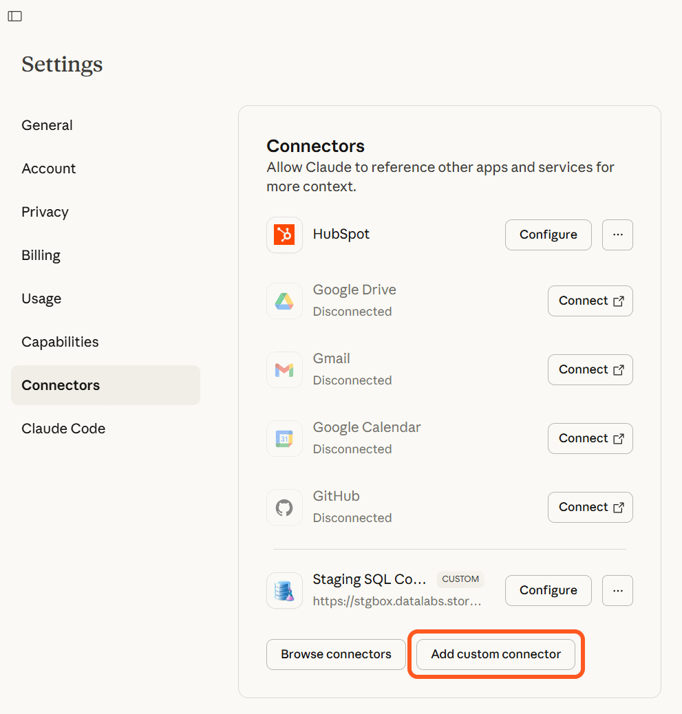 Claude AI Settings - Connectors